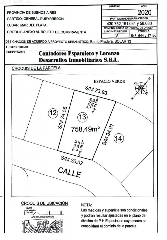 Terreno en Venta Casonas del Haras, Sector Pradera.
